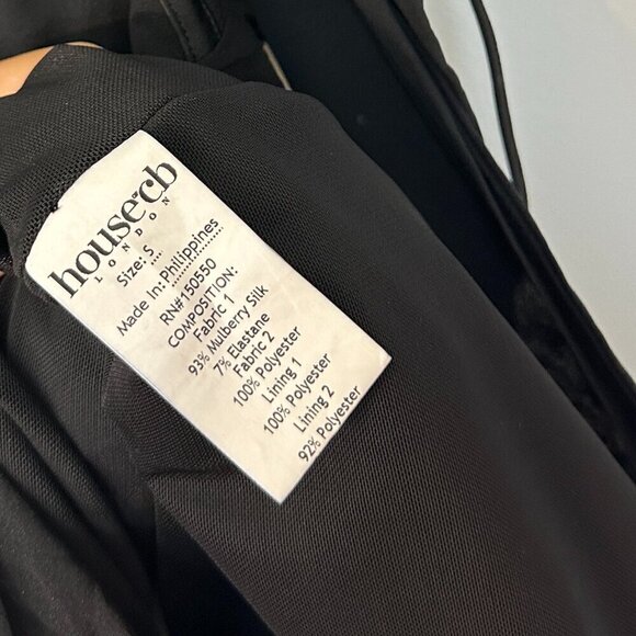 HOUSE OF CB Gianna Corset Silk Long Sleeve Dress in Black Size Small - Picture 8 of 16